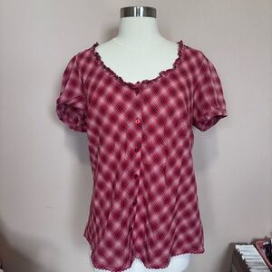 St. John's Bay Red Plaid Blouse